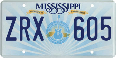 MS license plate ZRX605