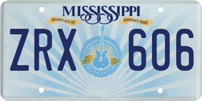 MS license plate ZRX606