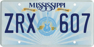 MS license plate ZRX607