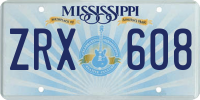 MS license plate ZRX608