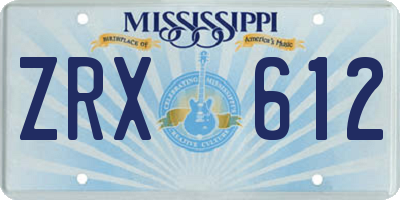 MS license plate ZRX612