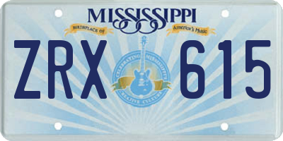 MS license plate ZRX615