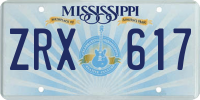 MS license plate ZRX617