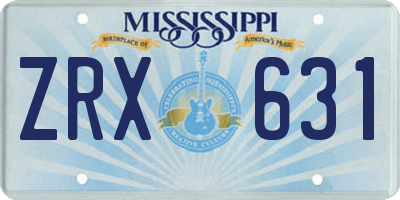 MS license plate ZRX631