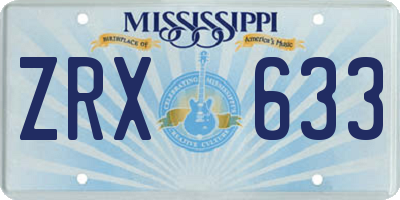 MS license plate ZRX633