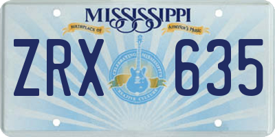 MS license plate ZRX635