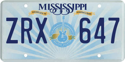 MS license plate ZRX647