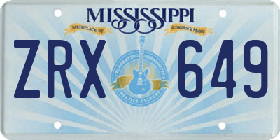 MS license plate ZRX649