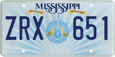 MS license plate ZRX651