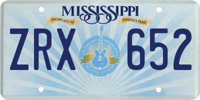 MS license plate ZRX652