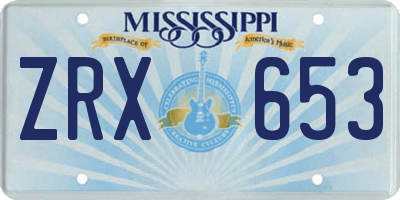 MS license plate ZRX653