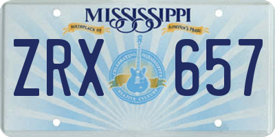 MS license plate ZRX657