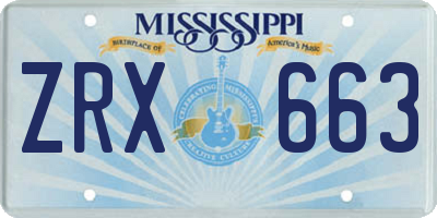 MS license plate ZRX663