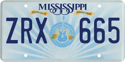 MS license plate ZRX665