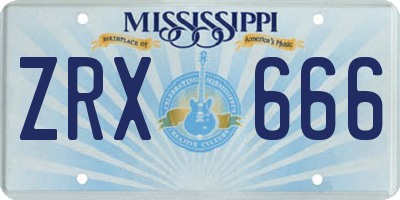 MS license plate ZRX666