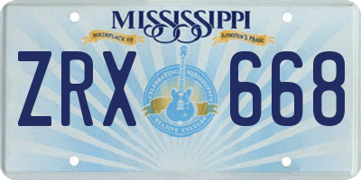 MS license plate ZRX668