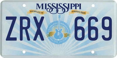 MS license plate ZRX669