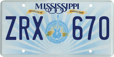 MS license plate ZRX670