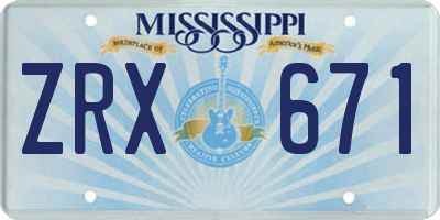 MS license plate ZRX671