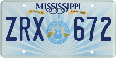 MS license plate ZRX672