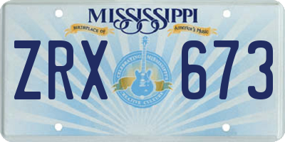 MS license plate ZRX673
