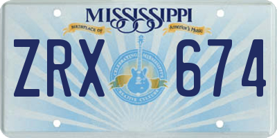 MS license plate ZRX674