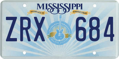 MS license plate ZRX684