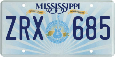 MS license plate ZRX685