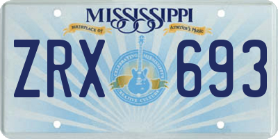 MS license plate ZRX693