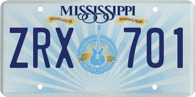 MS license plate ZRX701