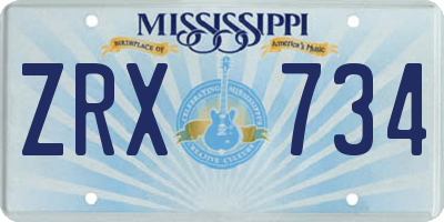 MS license plate ZRX734