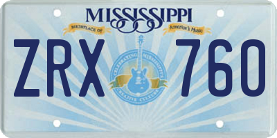 MS license plate ZRX760