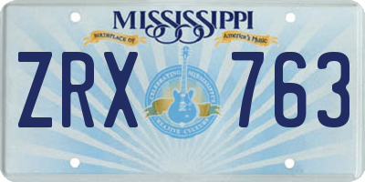 MS license plate ZRX763