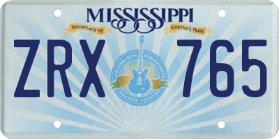 MS license plate ZRX765