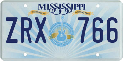 MS license plate ZRX766