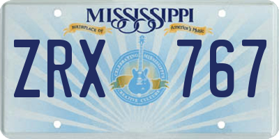 MS license plate ZRX767