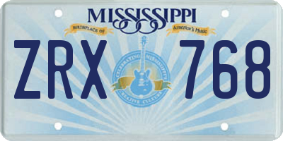 MS license plate ZRX768