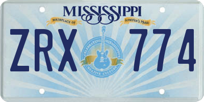 MS license plate ZRX774