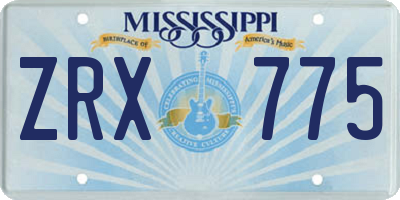 MS license plate ZRX775