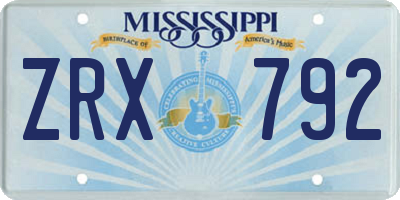MS license plate ZRX792