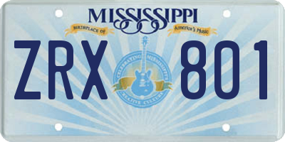 MS license plate ZRX801