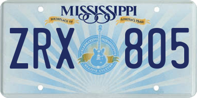 MS license plate ZRX805