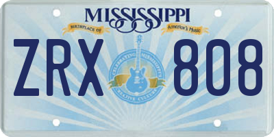 MS license plate ZRX808