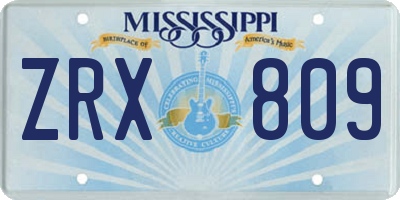 MS license plate ZRX809