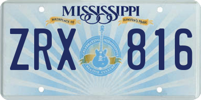 MS license plate ZRX816