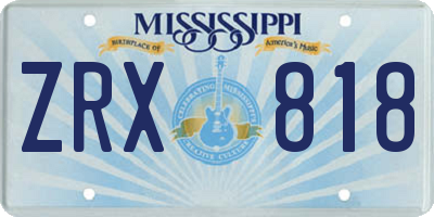 MS license plate ZRX818