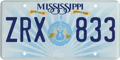 MS license plate ZRX833