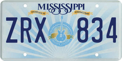 MS license plate ZRX834