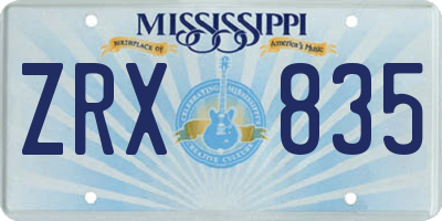 MS license plate ZRX835