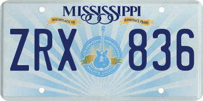 MS license plate ZRX836